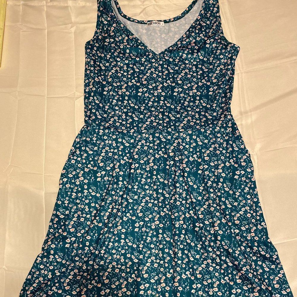 HUHOT Women's Sleeveless V-neck Tank Dress B61 Size L